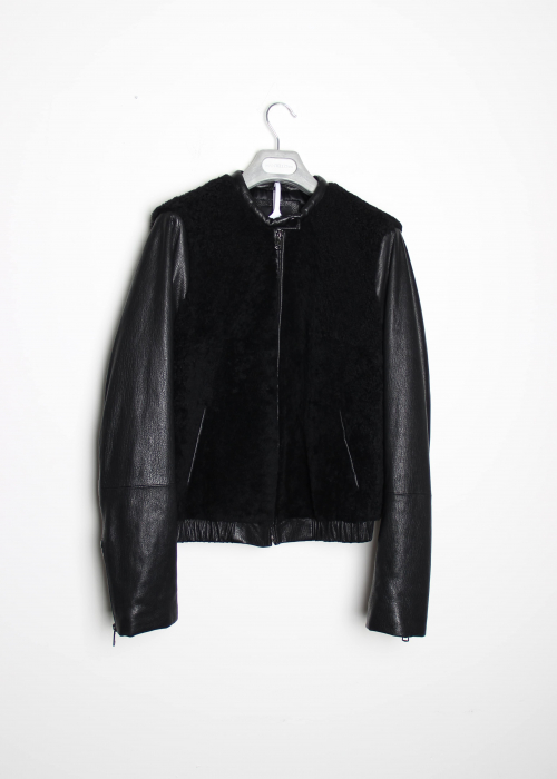 Дубленка Esthetic Code 1850 (черный) куртка женская из овчины меховой, комбинированная кожей натуральной на утеплителе