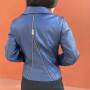 Куртка кожаная 1629 синяя Эмора металлик